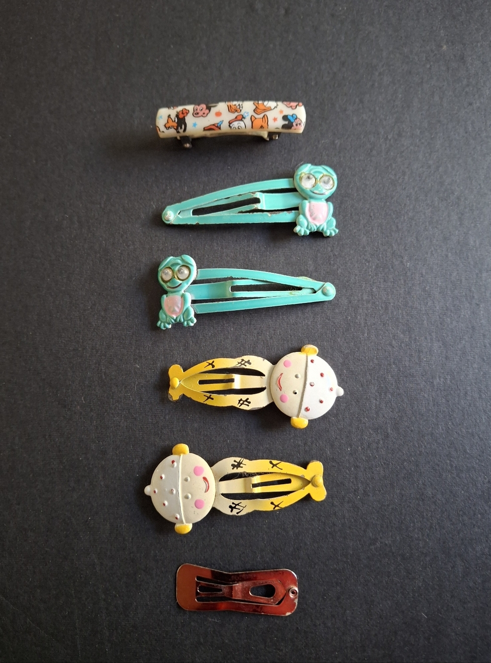 Retro 1980s Kids Hair Barrettes Lot Vintage Snap Clips